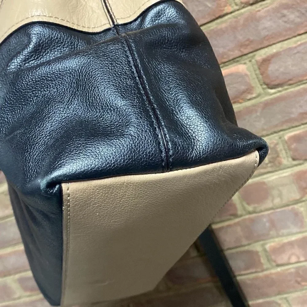 Kate Spade Black & Taupe Leather Elena Shoulder Bag & Wallet/Wristlet